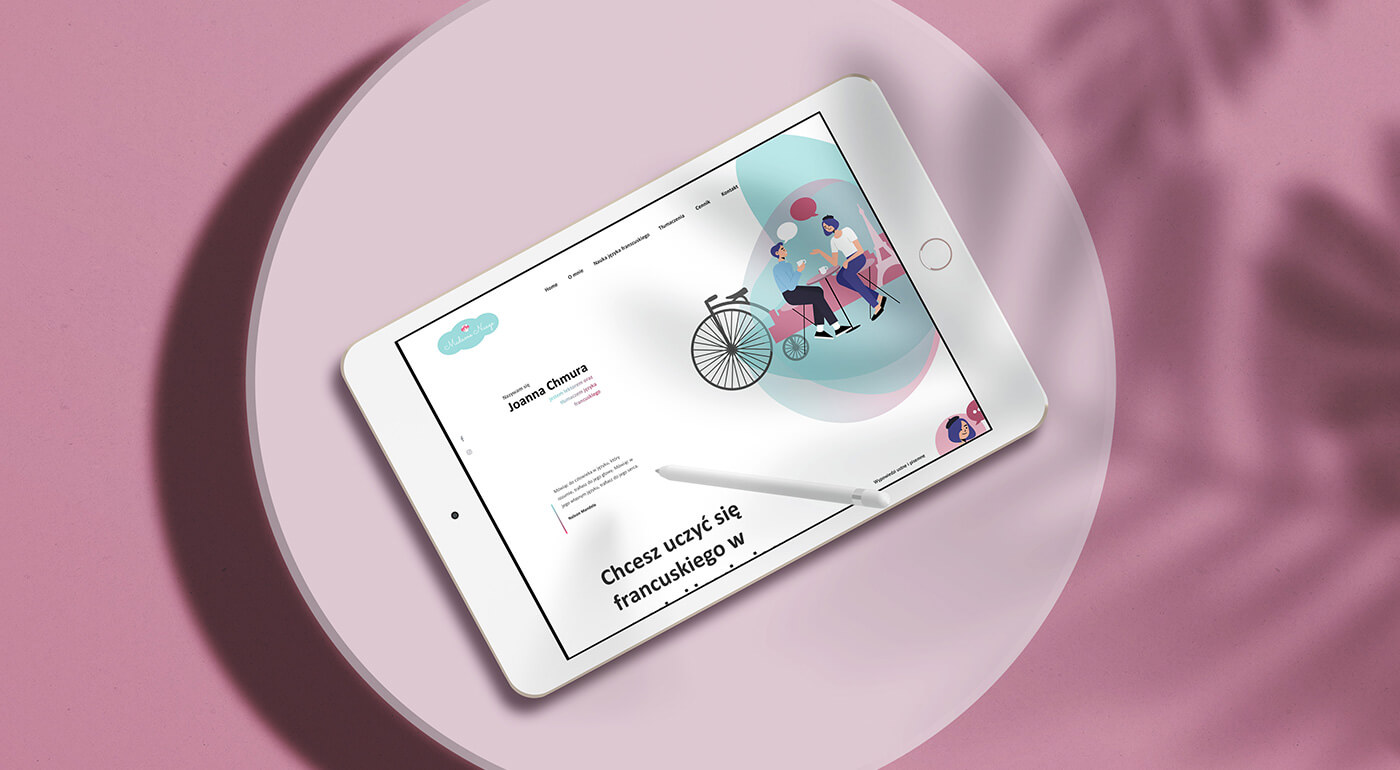 Projekt strony internetowej z wykorzystaniem grafiki wektorowej - lektorka, nauczyciel języka francuskiego